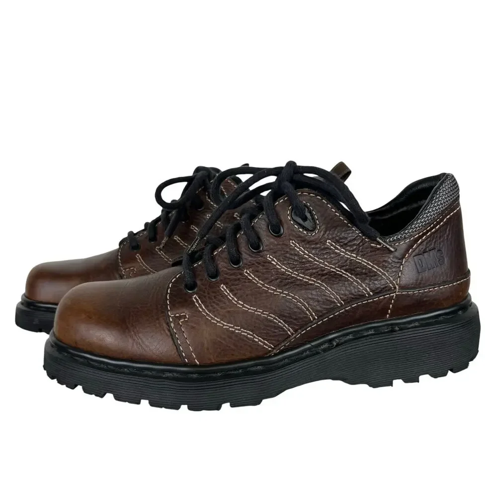 Vintage Dr Martens Brown Leather Chunky Lace Up Platform Shoes Made in England 9